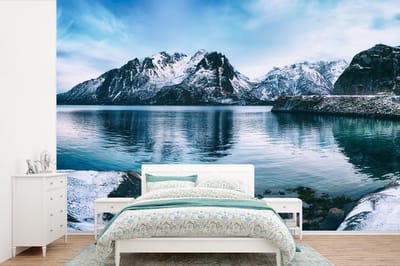 Behang - Fotobehang Water - Bergen - Natuur - Breedte 330 cm x hoogte 220 cm