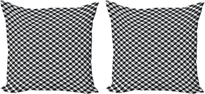 ABAKUHAUS Zwarte en grijze decoratieve kussenhoez 2 stuks, geometrische cirkel, 50x50 cm, zwart, wit, grijs