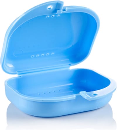 Gebitsbakje geschikt voor prothese/beugels/sportbitjes/aligners – Kunststof beugelbakje voor aligner – Blauw prothese doosje – geschikt voor sport bitjes – Blauw