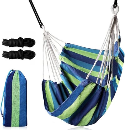 Hangstoel Buiten - Hangmat Stoel - Ontspannen Zitten - Hoge Draagkracht - 100x130 cm - Groen Gestreept