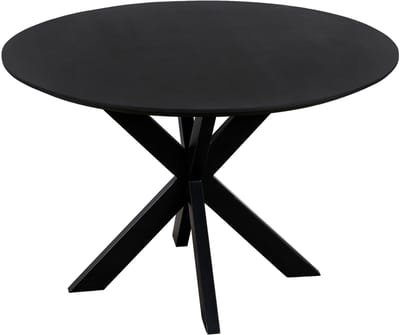 QUVIO Eettafel Sofia - Rond - Ø 130 cm - Stalen kruispoot - Matrix poot - FSC® gecertificeerd mangohout - Zwart