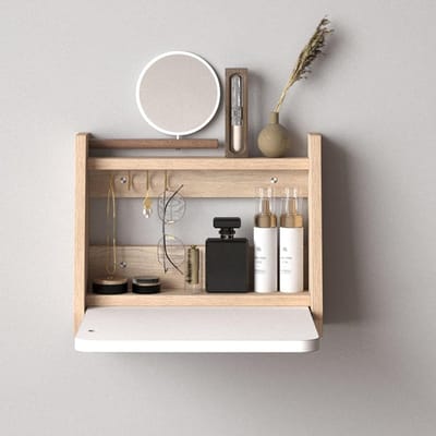 Dressingstafel - Wandmeubel Kaptafel - Ruimte Besparen - Inklapbaar Bureau - 40 cm - Hout Wit