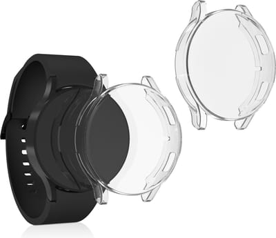 kwmobile 2x smartwatch hoes geschikt voor Samsung Galaxy Watch 4 (40mm) hoesje - Siliconen sporthorloge cover - Activity tracker case in transparant