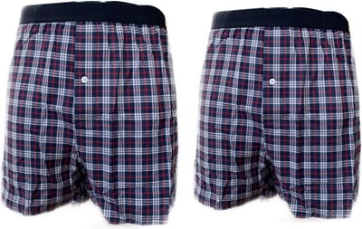 Embrator 2-stuks mannen Boxershort geruit blauw/wit/rood XXL