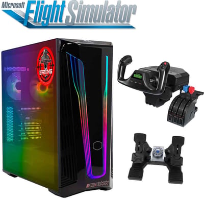 ScreenON - Flight Simulator PC - FLS+Y-A3050-12 - Ryzen 5 5500 - 1TB M.2 NVMe SSD - RTX 3050 - 16GB RAM - Yoke Flight System!
