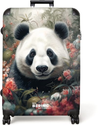 NoBoringSuitcases.com® - Koffer groot - Reiskoffer lichtgewicht - Pandabeer te midden van de kleurrijke natuur - Rolkoffer met 4 wielen - Grote trolley XL - 98 liter bagage