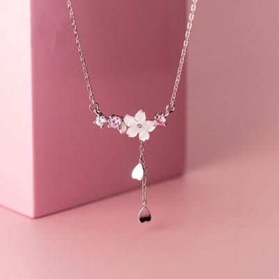 Ketting met hanger bloem sterling zilver