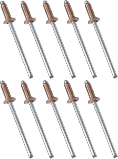 Set van 10 standaard blindklinknagels Ø3x9mm - DIN 7337 - Koper/staal - Popnagels met platte kop