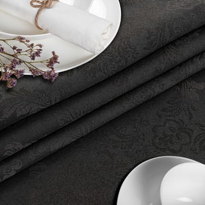 ANRO Tafelkleed Barok ornament Zwart 130x90cm Rechte rand Afwasbaar Waterafstotend Binnen & Buiten
