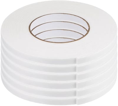 Set van 6 Dubbelzijdige Schuim Tapes, Ideaal voor Kantoor, Creatieve Projecten en Thuisgebruik (10 x 2.5 mm, 5/16.4 ft)