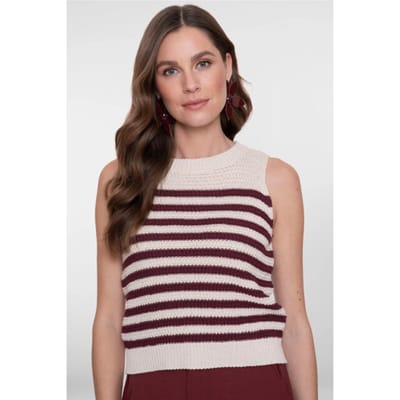 Geisha Spencer Striped Off-white/cherry Red Maat: L | Sweaters Outlet | Dames | Wit