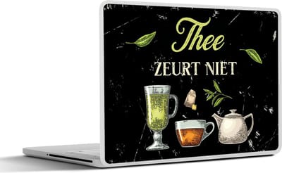 Laptop sticker - 14 inch - Thee - Theepot - Glazen - 32x5x23x5cm - Laptopstickers - Laptop skin - Cover - Cadeau voor vrouw
