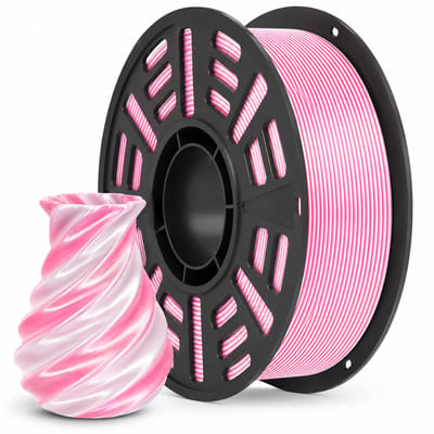 CAILAB PLA Silk Dual Color Filament – Sakura Wit & Roze – 1.75mm 3D Printer Filament – Zijdeglans – 1KG