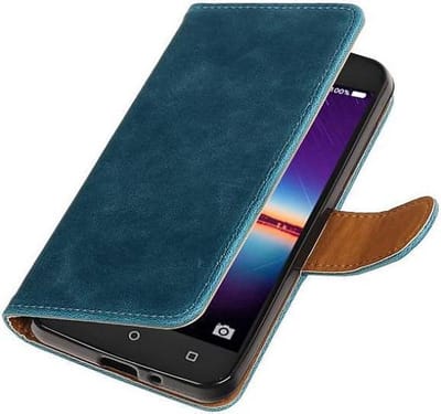 Zakelijke Book Case Telefoonhoesje Geschikt voor de Huawei Y3 II - Portemonnee Hoesje - Pasjeshouder Wallet Case - Blauw