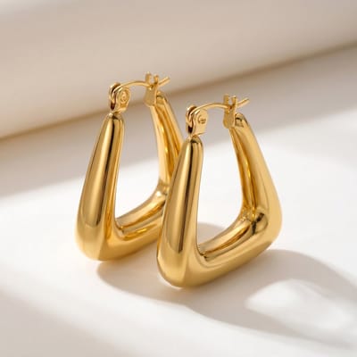 Lundholm Lymée Oorbellen Dames Goud Kleurig – Premium Stainless Steel Jewellery 2.5 Micron PVD Gold Plated Goudkleurige Oorringen Driehoek Oorbellen Dames Anti Allergie Classy my - Verjaardag Cadeau voor mama – 2,1 cm – Scandinavisch Design