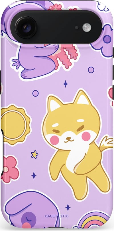 Casetastic hoesje geschikt voor Apple iPhone Air - MagSafe - Dubbellaagse bescherming - Knuffelvriendjes - Fashion Case - Geel Lila Lavendel