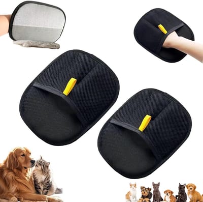 QTTVBTNA - 2 Stuks Dierenverzorgingshandschoenen - Herbruikbare Poetshandschoen voor Bank, Auto & Meubels - Snel Schoonmaken voor Katten en Honden - Zwarte