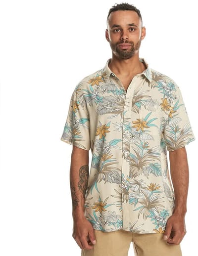 Quiksilver Lemnas Overhemd Met Korte Mouwen Beige XS Man