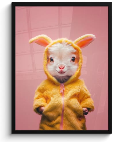 Poster in lijst - Fotolijst 50x70 cm - Posters - Kostuum - Geitje - Paashaas - Posterlijst zwart - Decoratie - Wanddecoratie woonkamer - Muurdecoratie slaapkamer