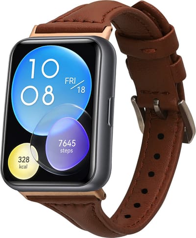 kwmobile lederen horlogebandje geschikt voor Huawei Watch Fit 2 polsband - Echt leren smartwatch bandje - Activity tracker horloge band in bruin