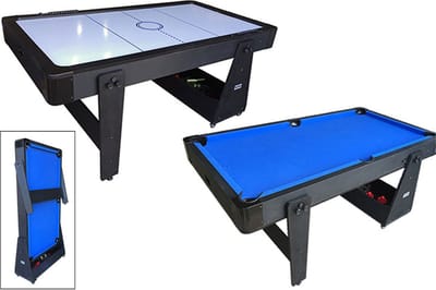 TopTable Twist 2-1 Max Mobile, Bleu-White 6,5ft - Airhockey & Pooltafel Combi 2 in 1 Gemakkelijk Opklapbaar & Verrijdbaar