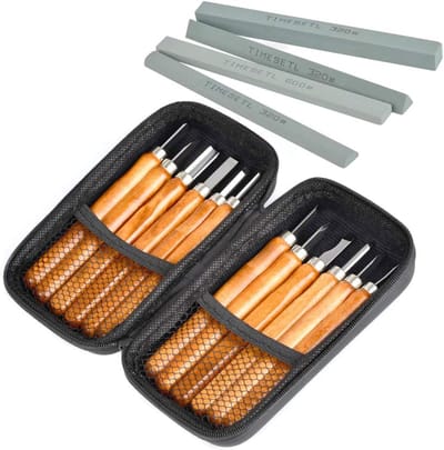 Houtsnijgereedschap Set - Graveergereedschap Hout - Houtbewerking Hobby - SK2 Koolstofstaal - 17 Delig - Niet van toepassing