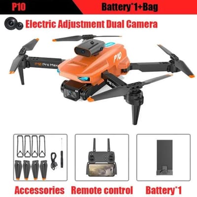 Nieuwe P10 Drone ESC HD Camera WiFi FPV Dubbele opvouwbare afstandsbediening Quadcopter Hoogte Keeper Obstakel vermijden Vliegtuigen Speelgoed Cadeau ESC dual camera 2 battery oranje