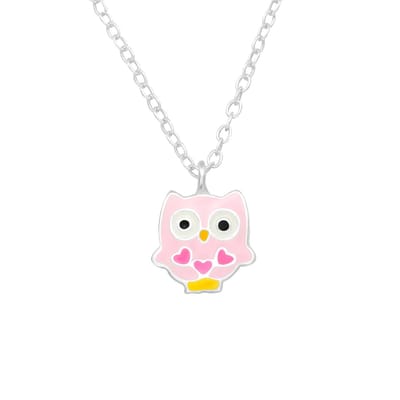 Zilveren kinderketting met uiltje hanger | uil hartjes ketting meisje | Zilverana | Sterling 925 Silver (Echt zilver)