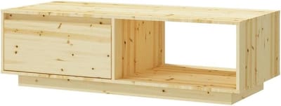 Salontafel dennenhout - Opbergtafel - Woonkamer organiseren - Massief hout - 110 x 50 cm - Bruin