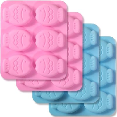 Visvormige Siliconen Mallen voor Koekjes, Chocolade, Snoep en IJsblokjes - Schattig Ontwerp, Ideaal voor DIY Bakken en Creatieve Knutselprojecten (4 Stuks)