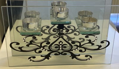 Glazen kandelaar voor 3 theelichten (excl.) - hoogte 19 x 31 x 7 cm - Woonaccessoires - Woondecoratie - Kandelaars