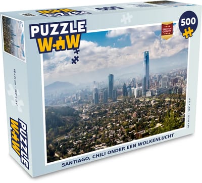 Puzzel Santiago, Chili onder een wolkenlucht - Legpuzzel - Puzzel 500 stukjes