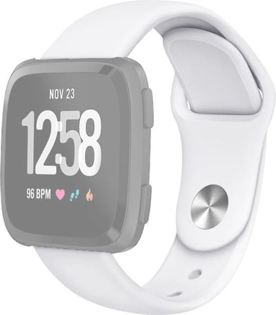 By Qubix - Compatible Fitbit bandje - geschikt voor Fitbit Versa 1 / 2 & Lite siliconen bandje - Maat: Large - Wit Smartwatchbandje bandje Armband Polsband Strap Band Watchband