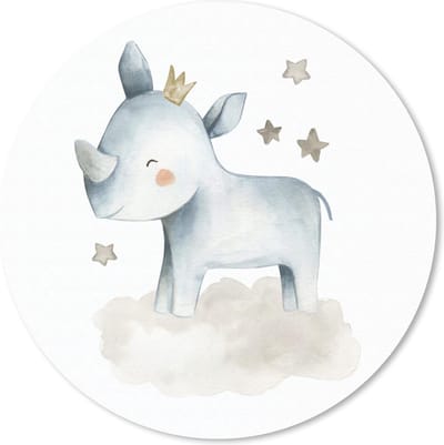 Muismat rond 20x20 cm - Mousepad Neushoorn - Sterren - Wolk - Ronde muismatten