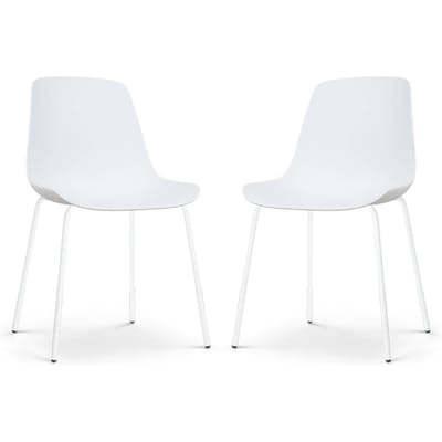 Nolon Nora-Pip Eetkamerstoelen Set van 2 Wit - Kunststof Zitting - Wit Metalen Onderstel