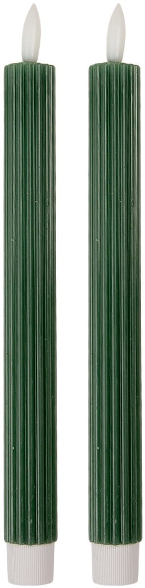 Clayre & Eef LED Dinerkaarsen set van 2 Ø 2x25 cm Groen Wax