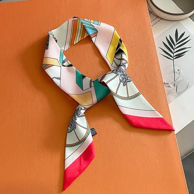 Luxe Bedrukte Zijden Sjaal Dames Tas Dunne Sjaals Sjaals Polsdoek Foulards Necksjaal Hoofdband Moslim Hijabs 90x5CM brown