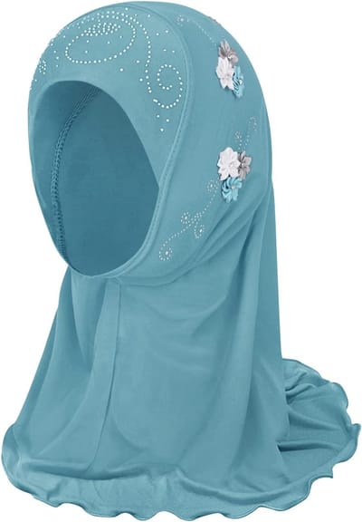 Meisjes Hoofddoek met Bloemenpatroon - Islamitische Hijab voor Kinderen, Zomer Turban en Gezichtsbedekking