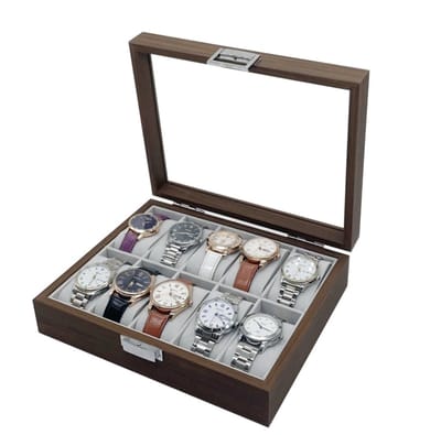 Luxe Horlogedoos geschikt voor 10 horloges – Horloge opbergdoos Hout – Horlogebox met 10 Vakken