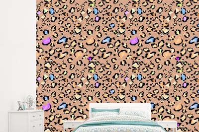 Behang - Fotobehang Panterprint - Regenboog - Patroon - Breedte 245 cm x hoogte 220 cm