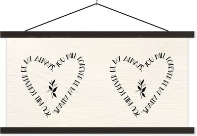 Posterhanger incl. Poster 60x30 cm - Schoolplaat - Quotes - You will forever be my always - Liefde - Spreuken - Textielposter - Zwarte latten