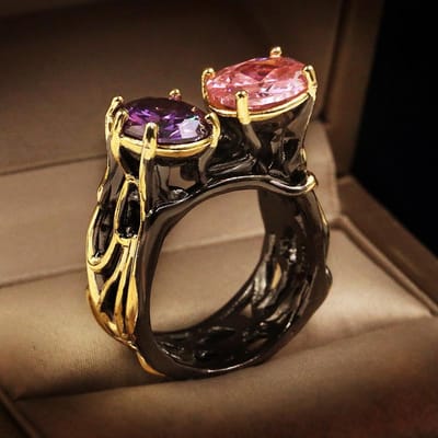 Vintage Italiaanse Sieraden Overdreven 925 Trouwringen voor Vrouwen Retro Amethist Cocktailringen Afrikaanse Sieraden 9
