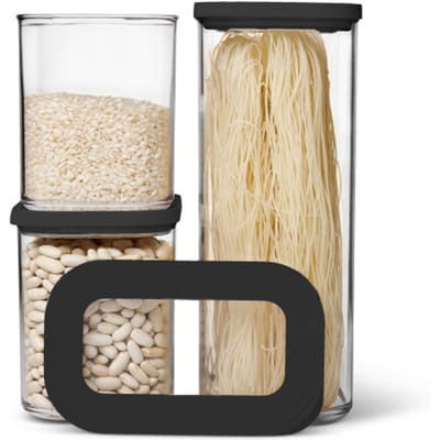Mepal Modula Opslagcontainer Set - 3 stuks, Zwart, 1x 2000 ml & 2x 1000 ml