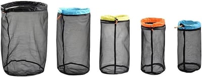 Opbergtas Vijfdelige Set - Compressie Zakken - Kampeeruitrusting Organiseren - Ultralicht Gaas Materiaal - Verschillende Maten - Zwart
