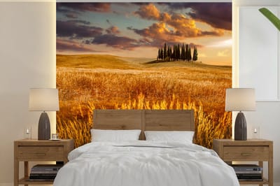 Behang - Fotobehang Toscane - Italië - Landschap - Breedte 300 cm x hoogte 300 cm