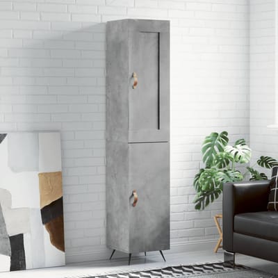 vidaXL - Hoge - kast - 34,5x34x180 - cm - bewerkt - hout - betongrijs