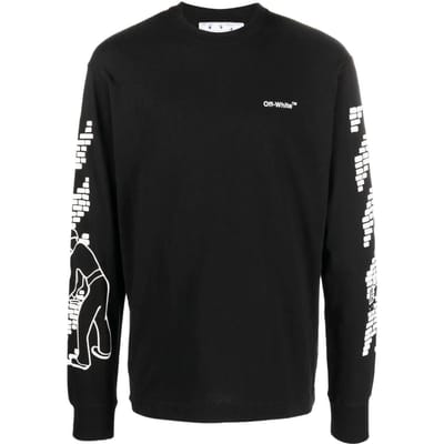 OFF WHITE T-shirt à manches longues Bricks Skate L/S OMAB064F22JER0051001 S black