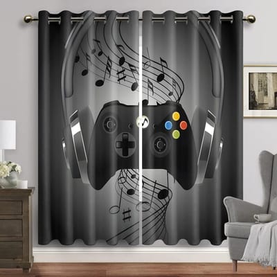 Coole Jongen Cadeau Anime Game Controller Kinderkamer Slaapkamer Woonkamer Thema Videogamespeler Erker Vloergordijn 1x50W60H(CM)&Grommet Top
