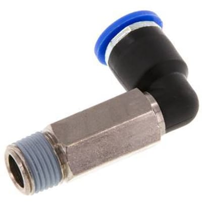 6mm x R1/8'' 90 graden L-verbinding Messing/PA 66 Insteekfitting Buitendraad Lange Huls Draaibaar NBR [2 Stuks]
