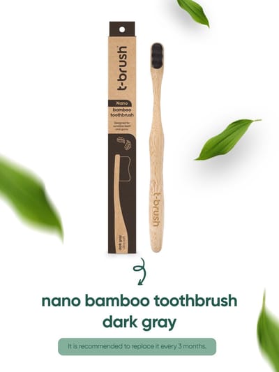 t-brush | Nano Bamboe Tandenborstel – Donker Grijs - Zacht voor gevoelige tandvlees – Vegan